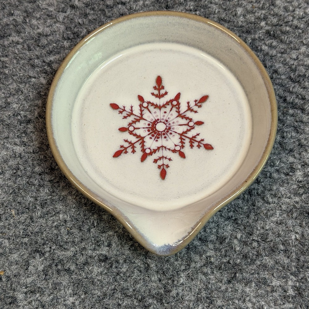 Hearth Hand Magnolia Stoneware Red Snowflake Spoon Rest-Plate Christmas